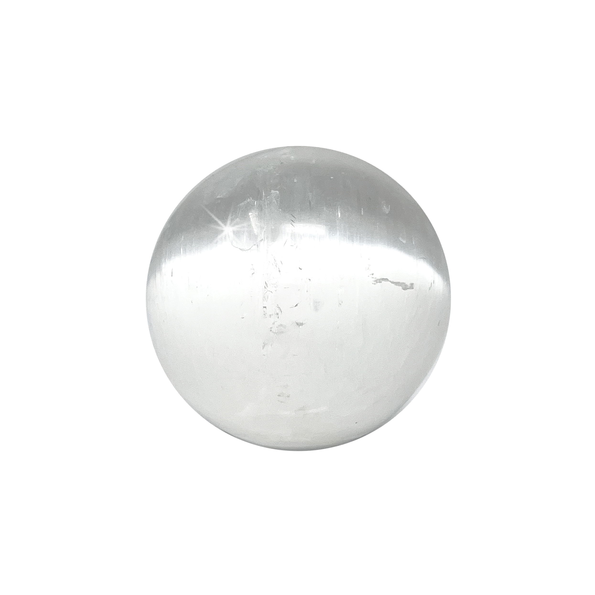 Selenite Sphere - Small from Morocco on Lucite Ring Stand