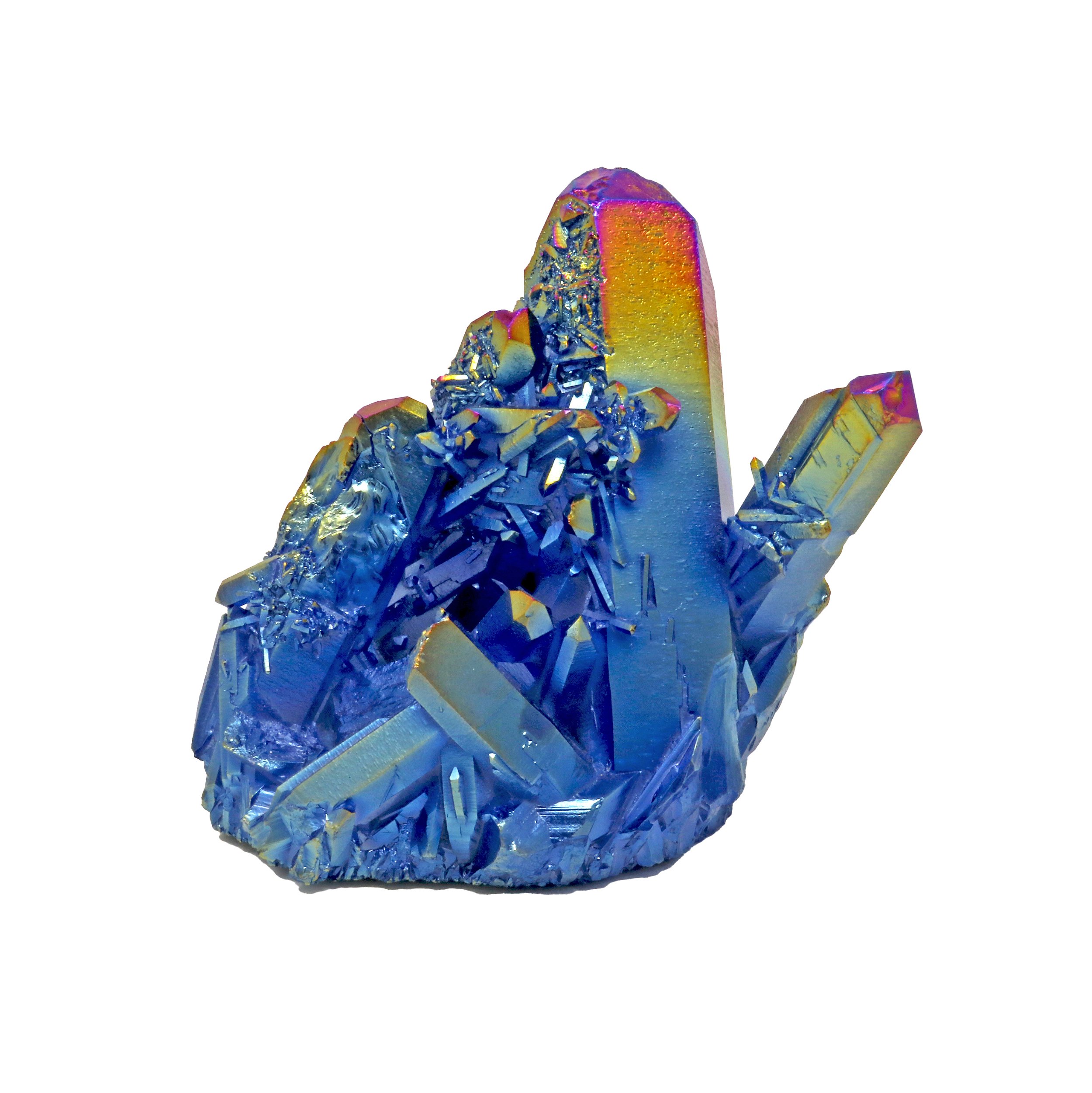Rainbow Titanium Coated Quartz Cluster - Large Prominent Crystals