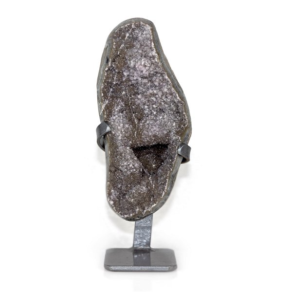 Closeup photo of Druze Geode On A Fitted Stand - Icy Rose De France With A Triangular Pocket