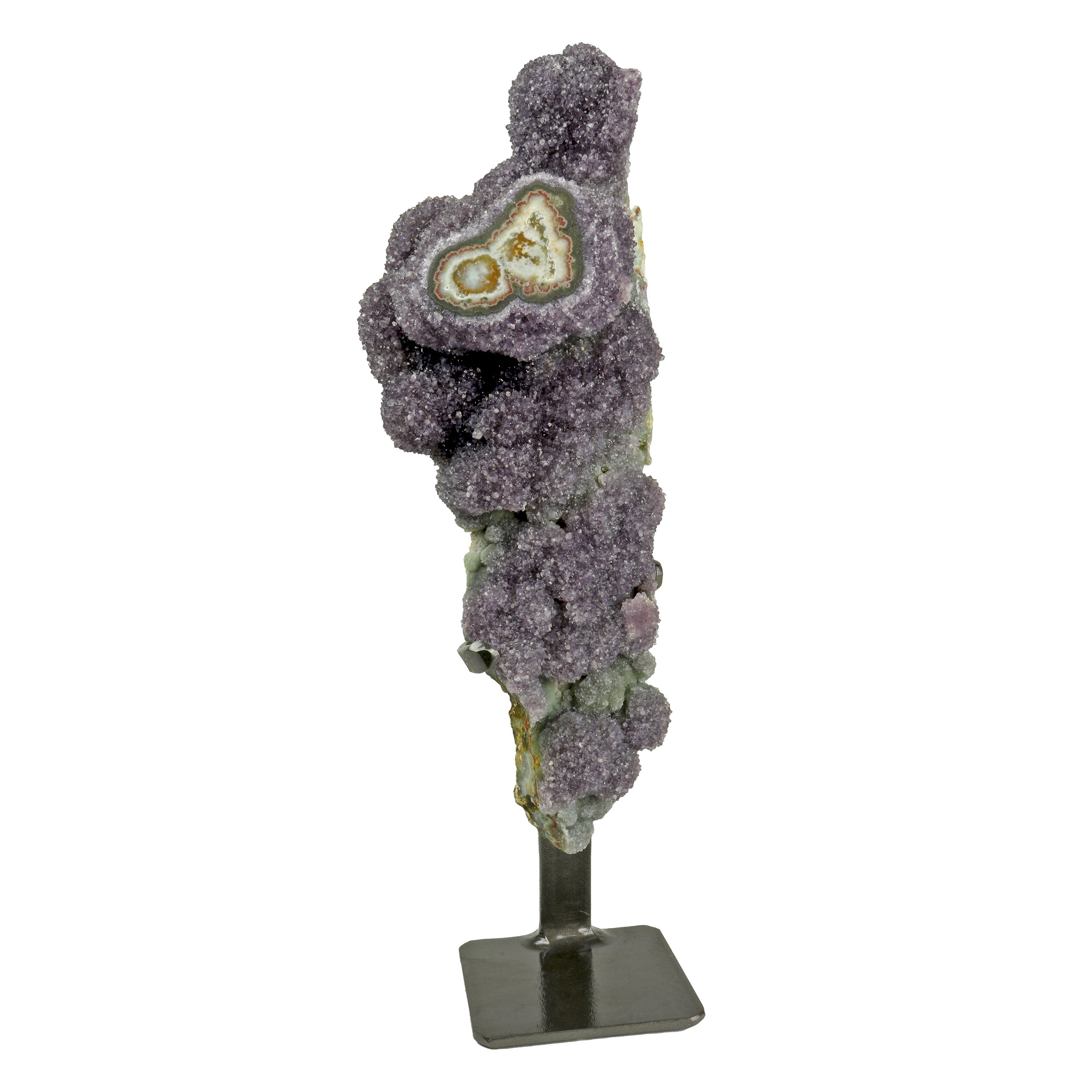 Amethyst Druze Geode On A Fitted Spiral Stand - Bulbs Of Crystals