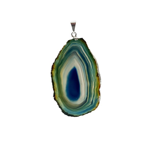 Closeup photo of Dyed Blue Agate Pendant