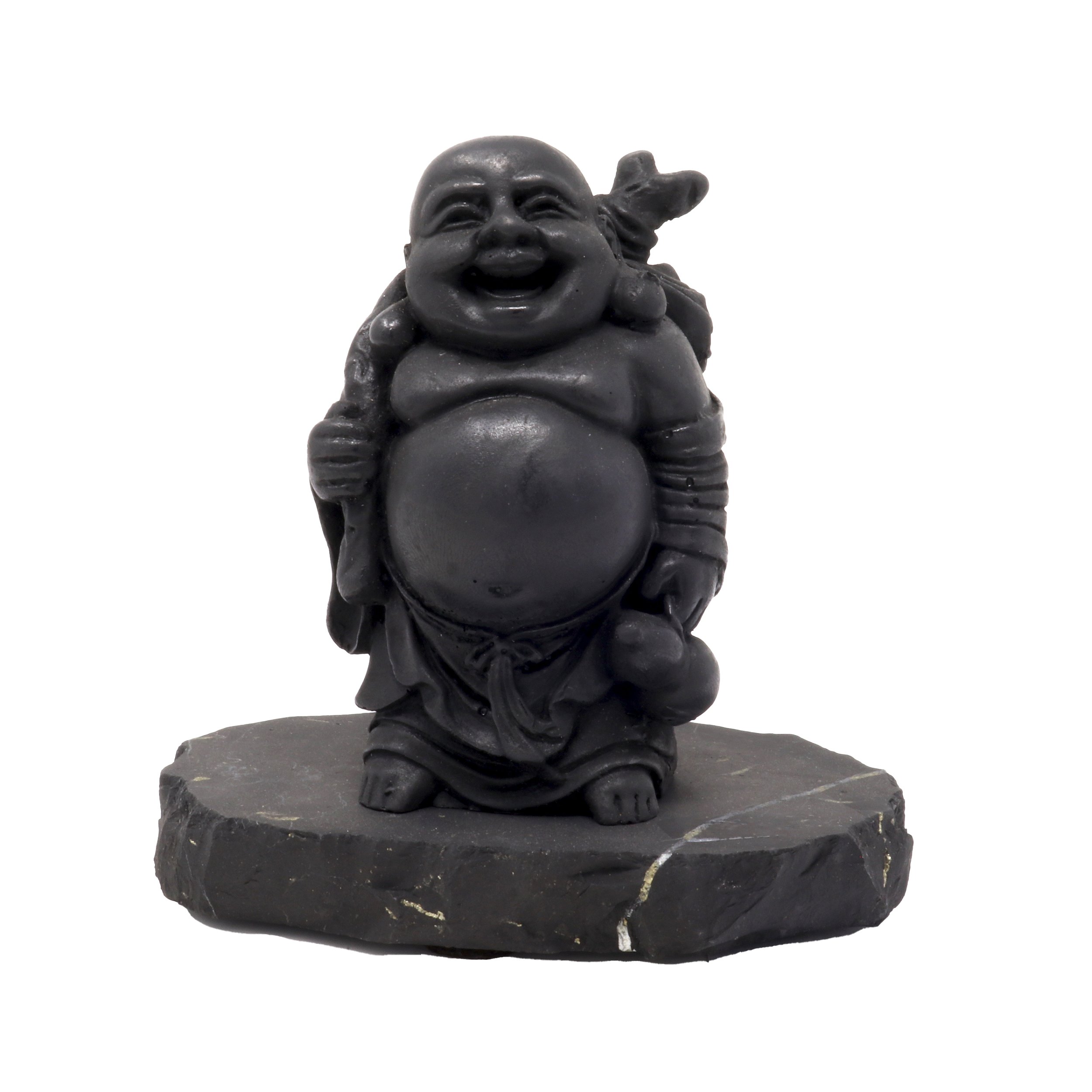 Shungite Figurine - Traveling Laughing Buddha