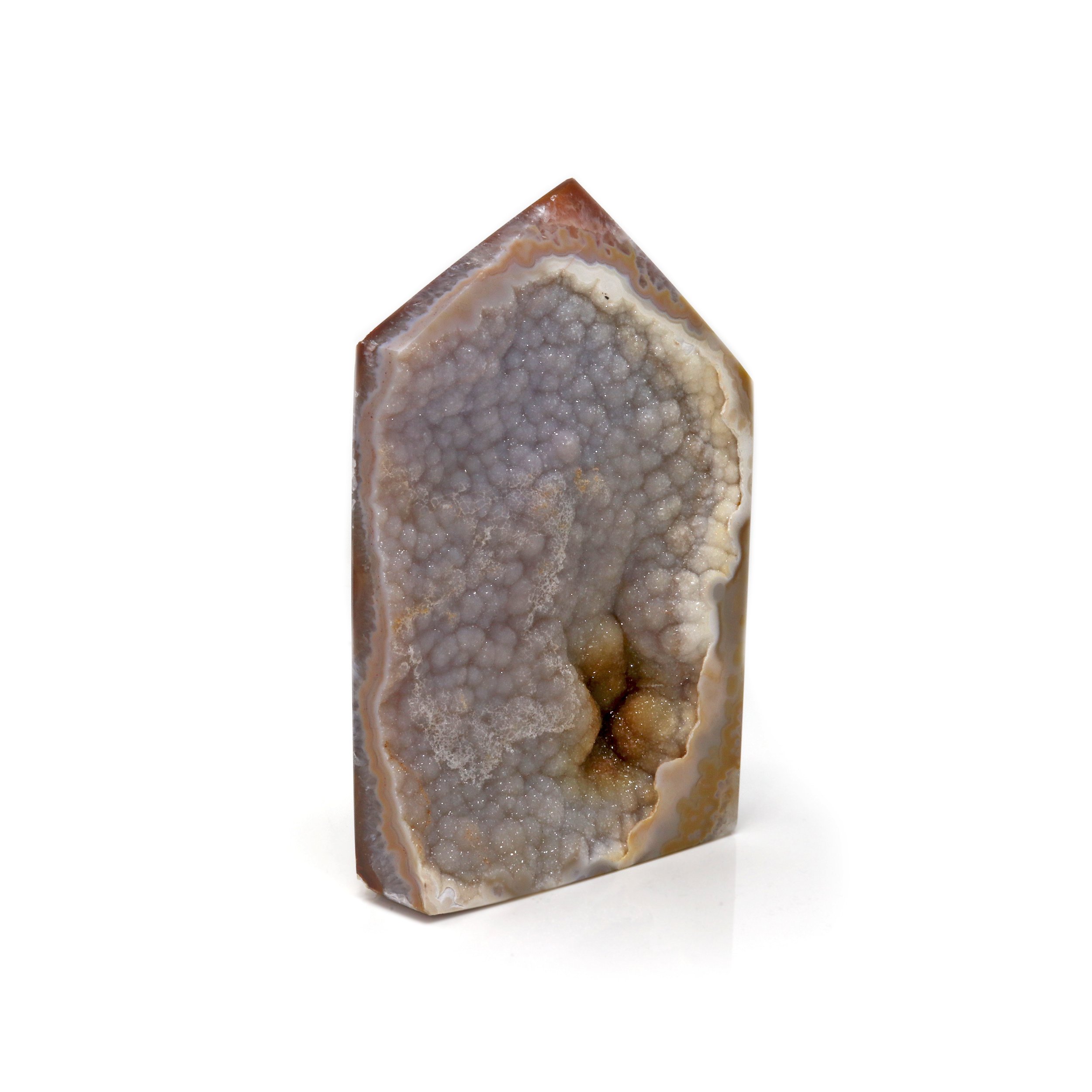 Agate Druze Point - Cut & Polished with Large Druze Face Of Muave Color