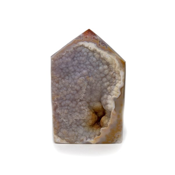 Closeup photo of Agate Druze Point - Cut & Polished with Large Druze Face Of Muave Color