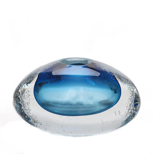 Closeup photo of Glass Vase - Sapphire Blue Oval Drop Bubble