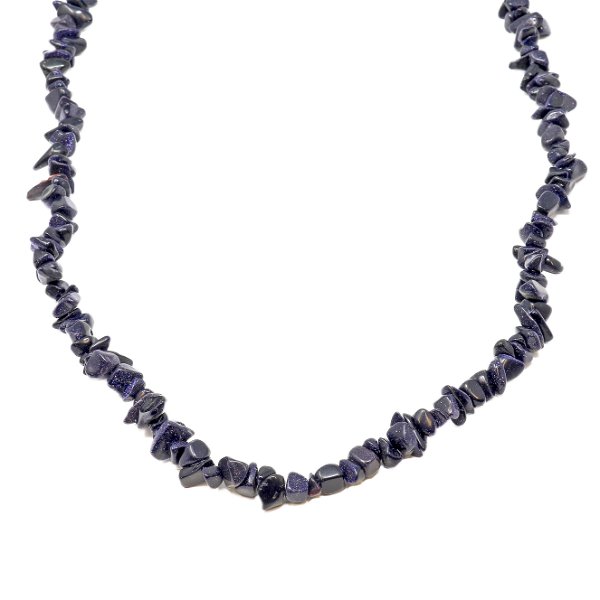 Closeup photo of Blue Goldstone Chip Necklace 36"