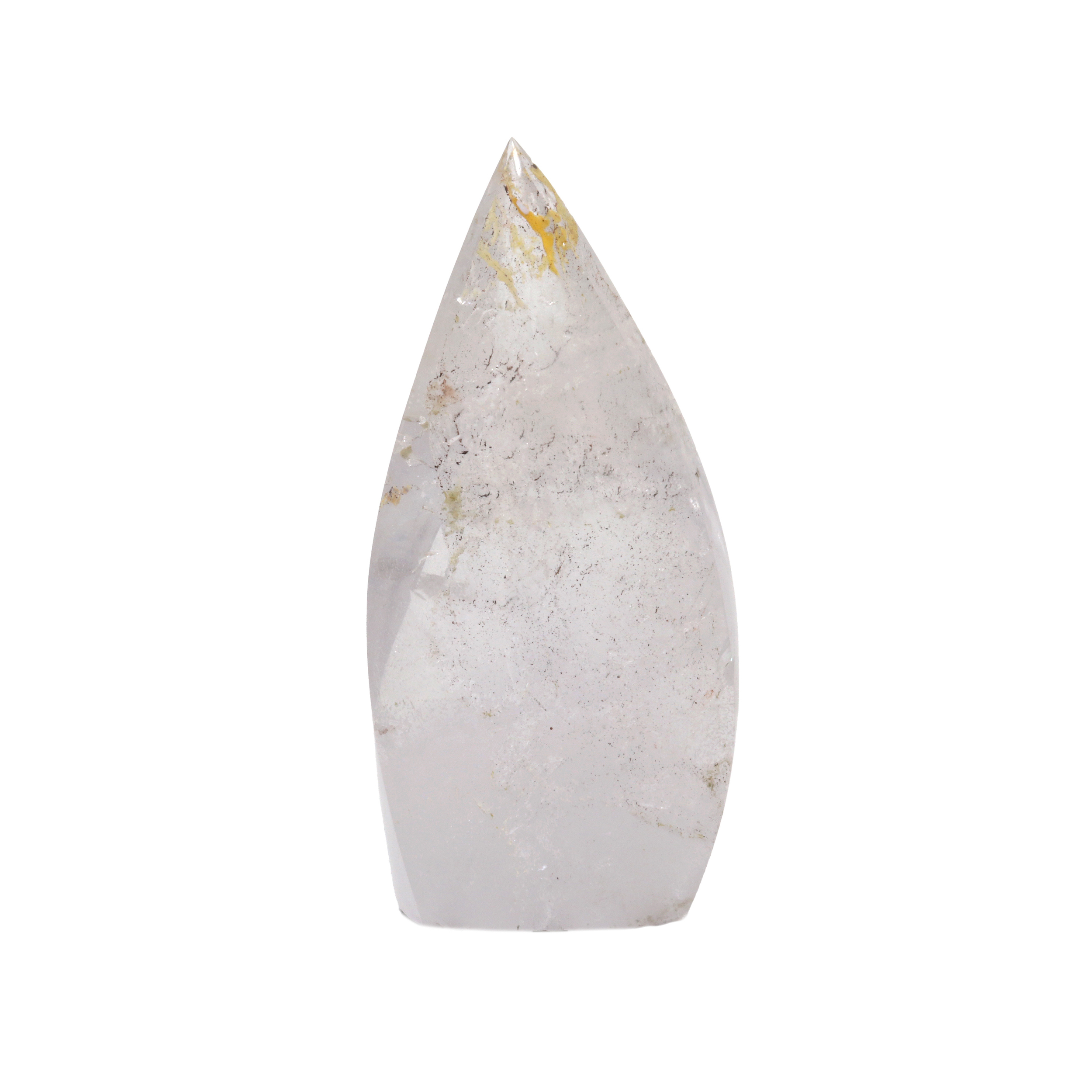 Quartz Flat Flame Sculpture - High Clarity & Iridescent Flecks