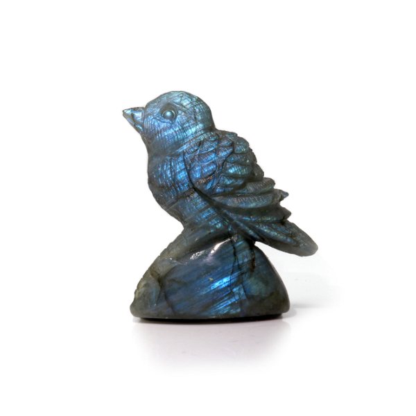 Closeup photo of Labradorite Carving - Bird With Vibrant Blue Flash