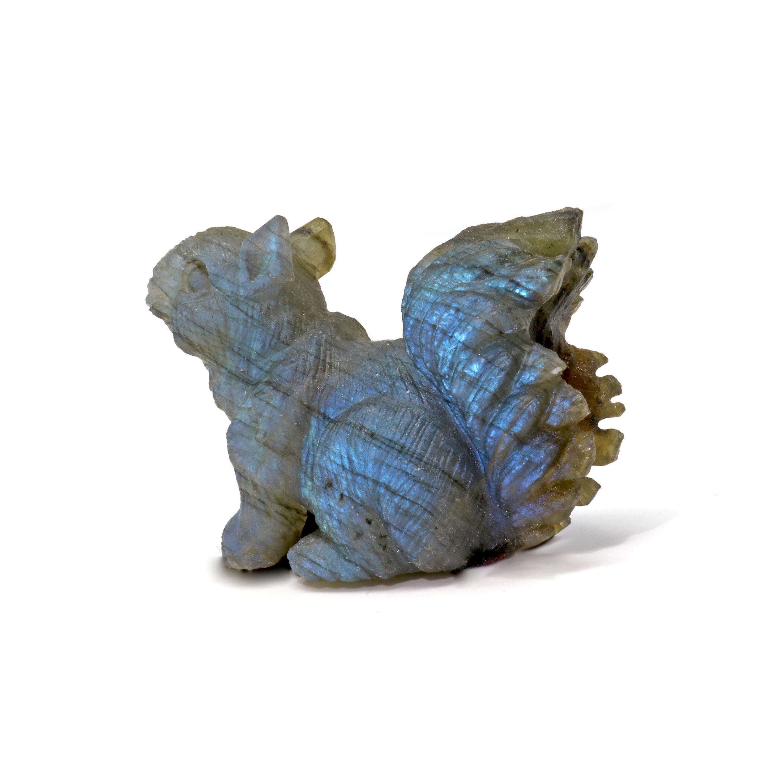 Labradorite Carving - Squirrel With Blue Flash