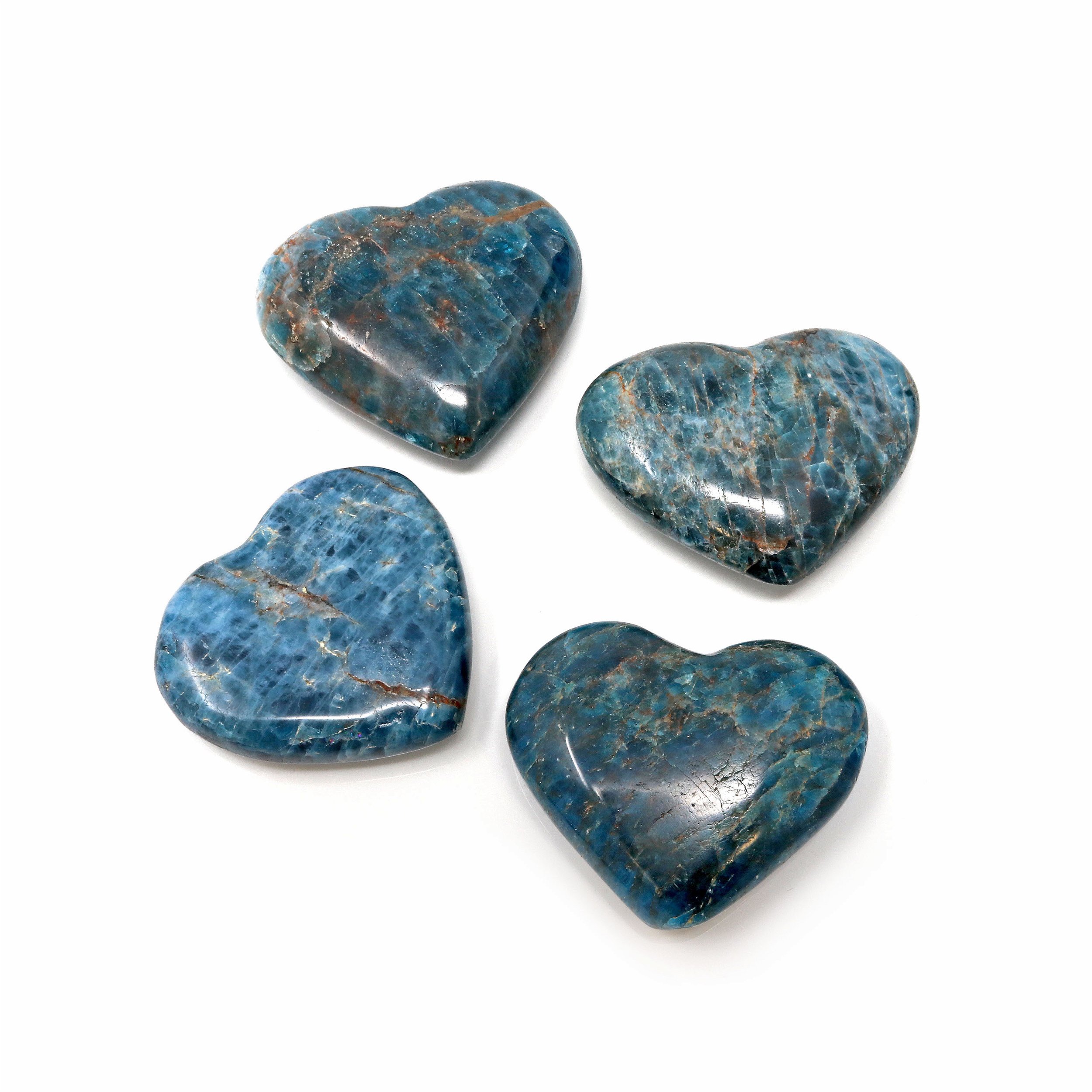 Blue Apatite Flat Heart (Singles) - From Madagascar
