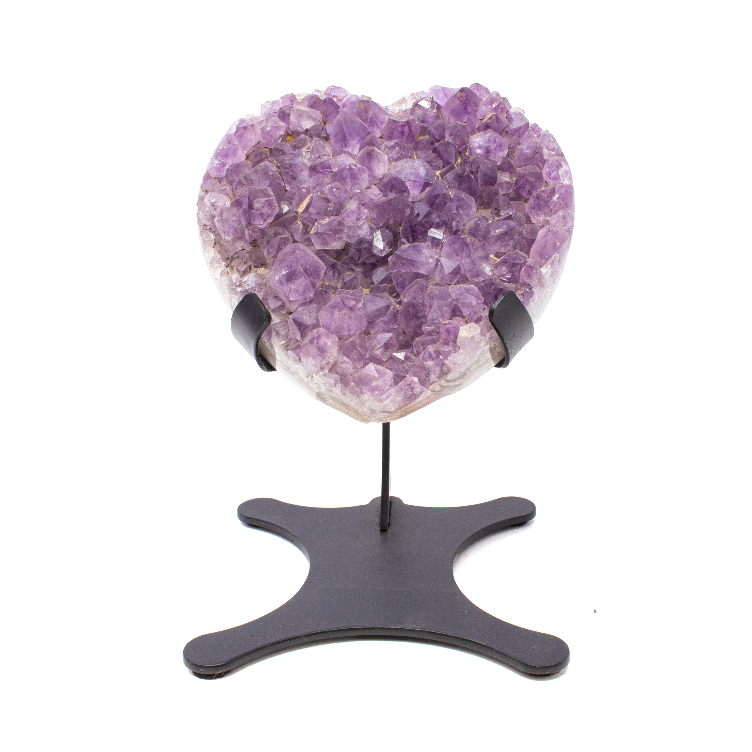 Amethyst Druze Heart On Custom Stand With White Druze & Crystal Over Hang & Blue Agate