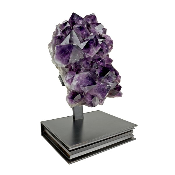 Closeup photo of Amethyst Crystal Cluster In Custom Stand - Unpolished