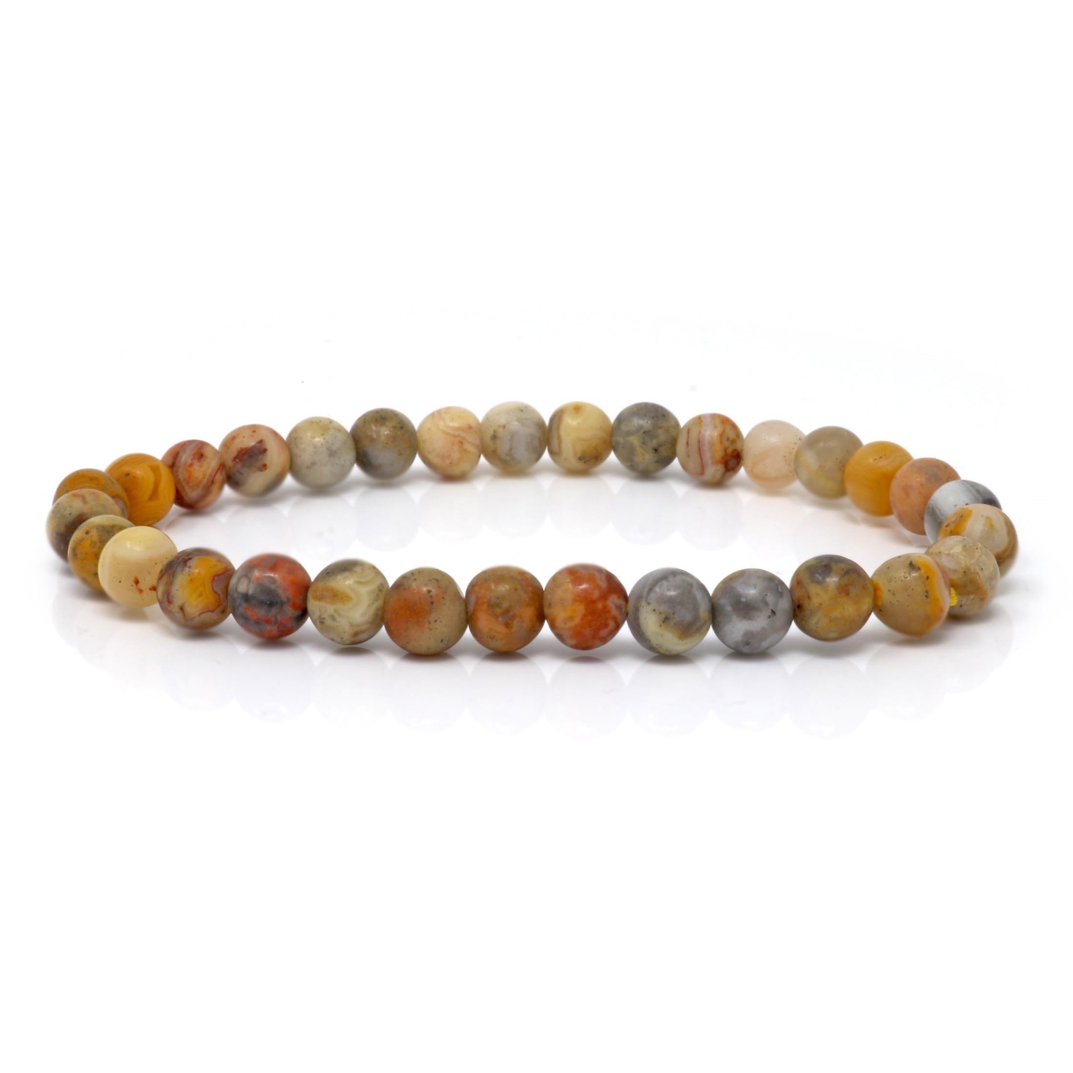 Yellow Crazy Lace Agate Beaded Bracelet 6mm Matte