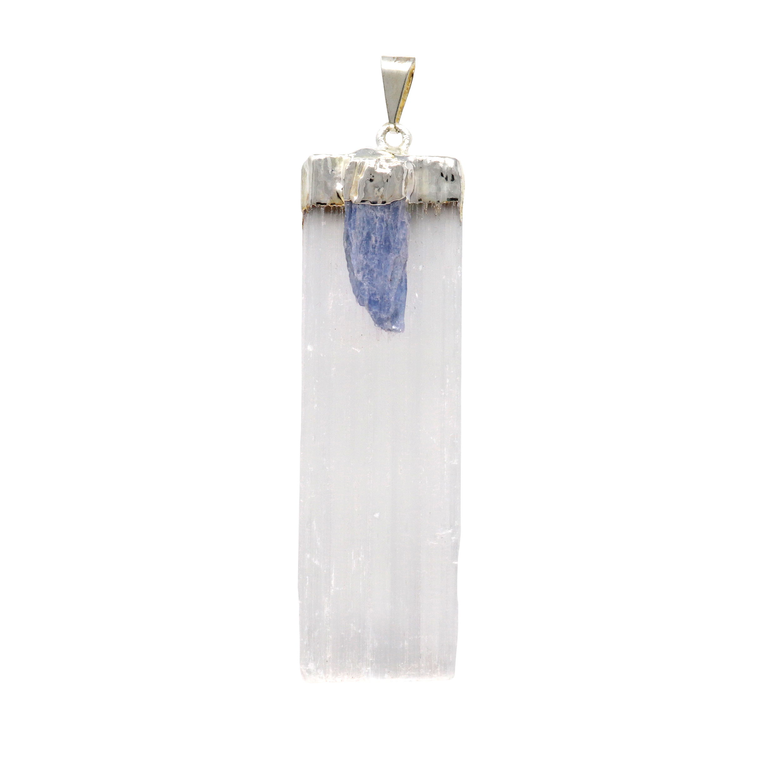 Selenite Pendant with Kyanite