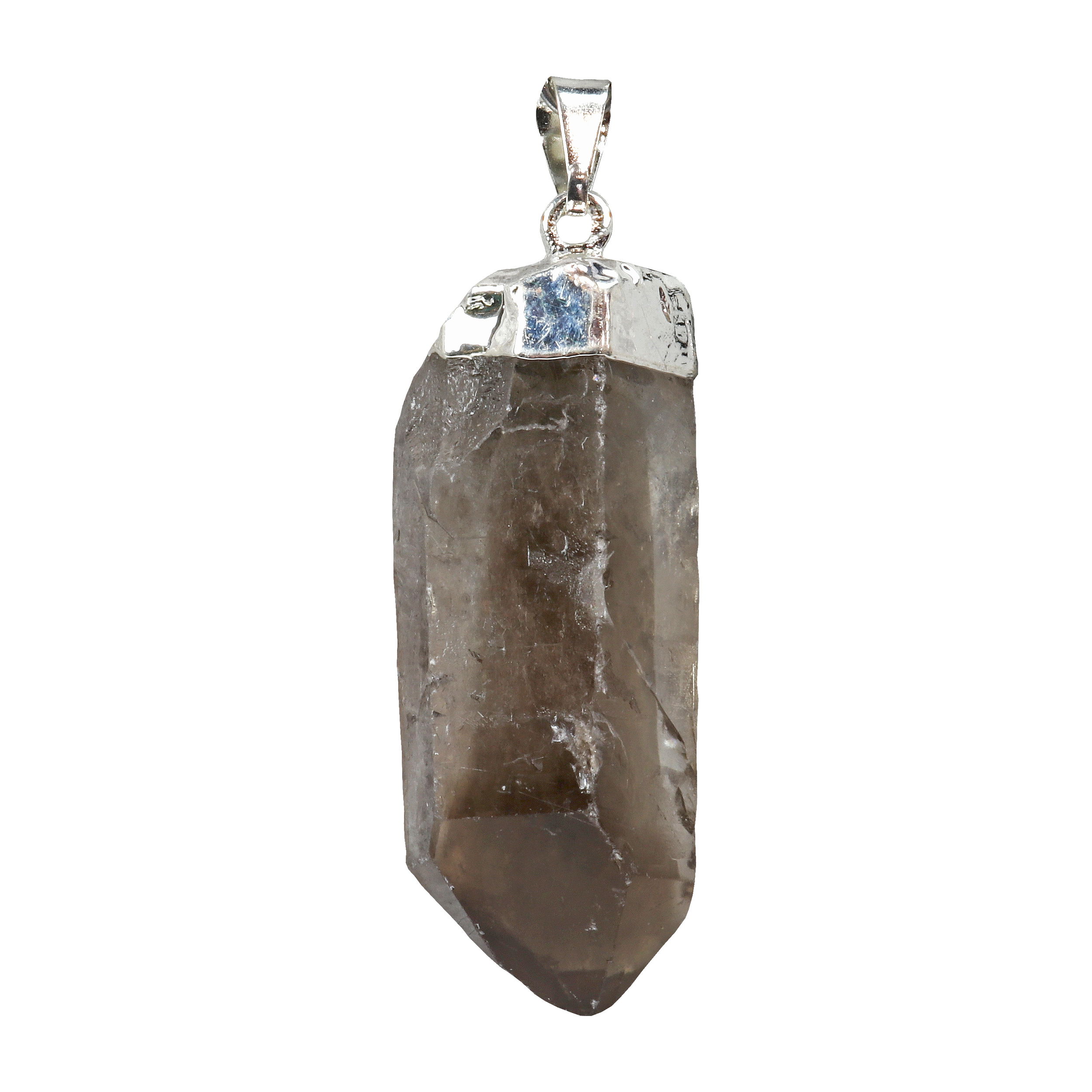 Smoky Quartz Point Pendant - Jumbo Silver Plated