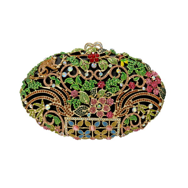 Closeup photo of Floral Jungle Jewel Purse With Chain