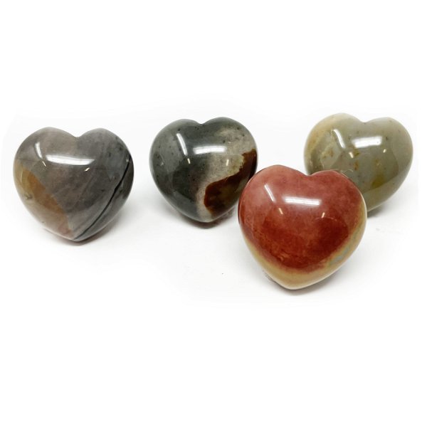 Closeup photo of Polychrome Jasper Heart - Mini Puff (Singles)