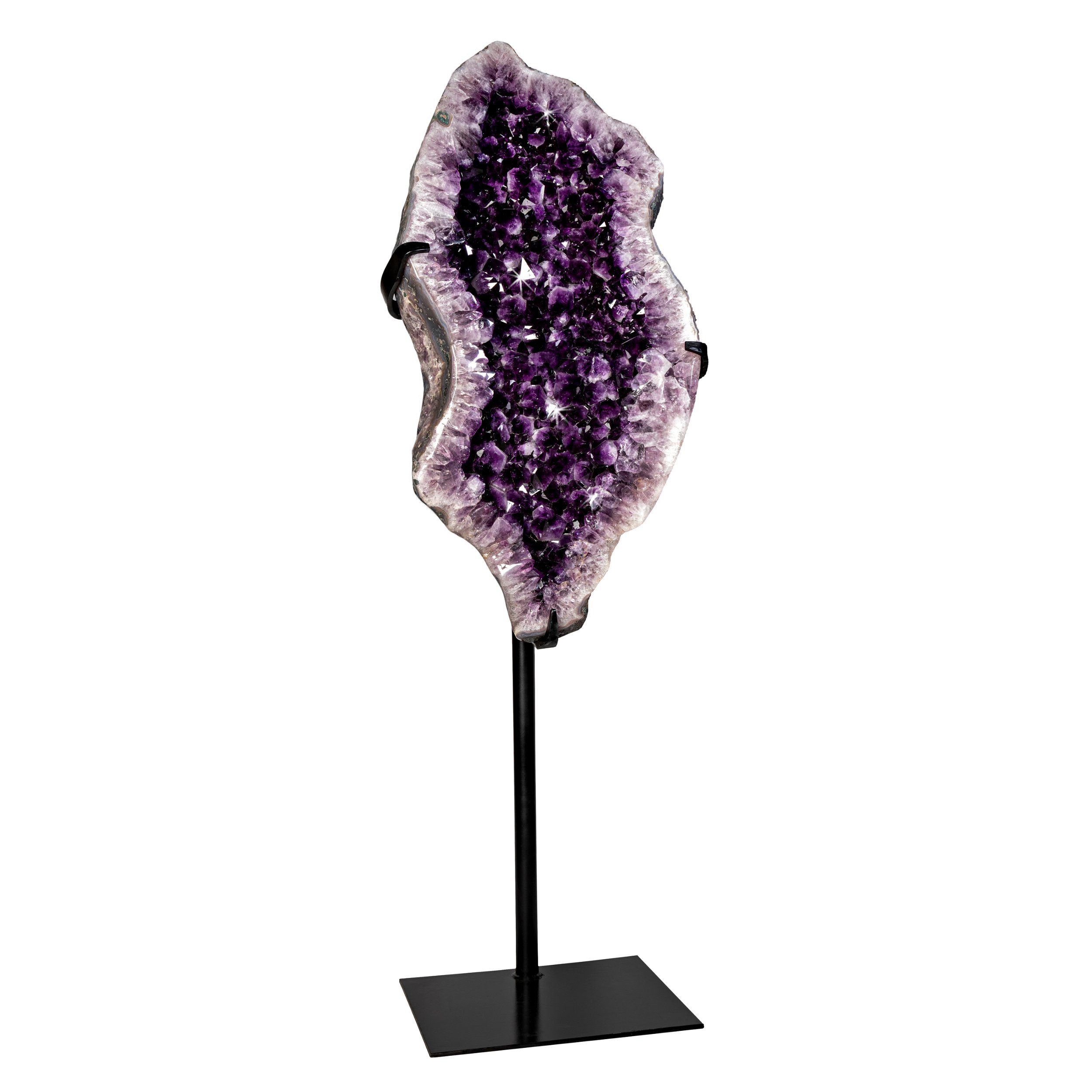 Amethyst Geode With Angular Shape And Large Crystals On Fitted Base