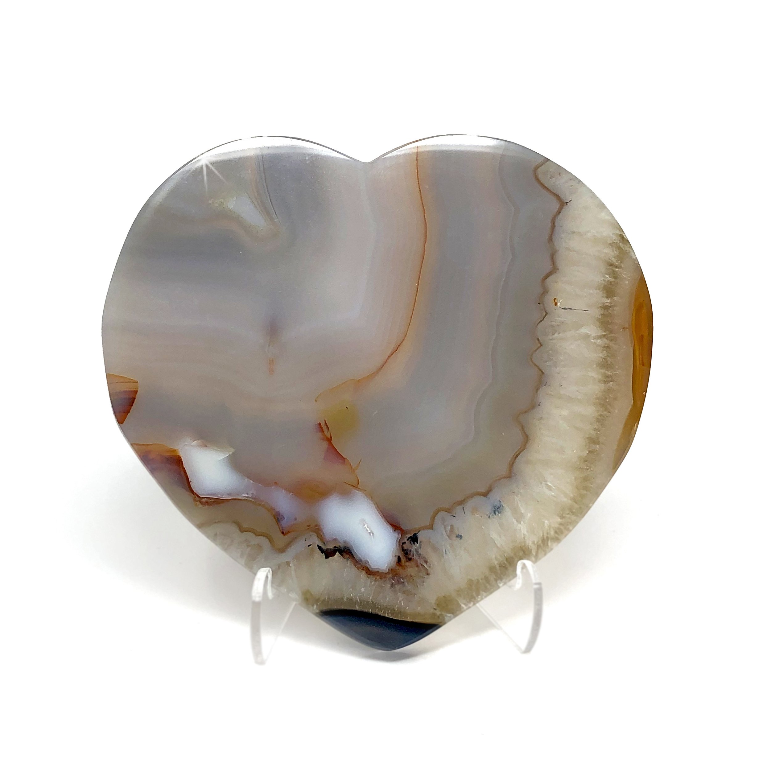 Agate Heart With Curved Agate Banding