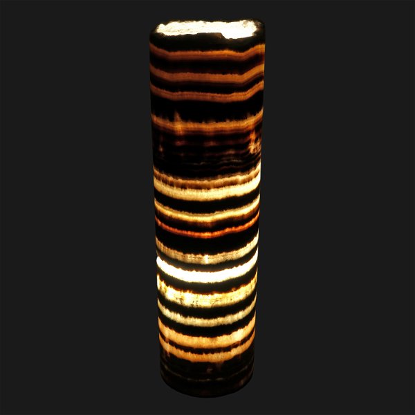 Closeup photo of Black Zebra Onyx Cylinder Luminary