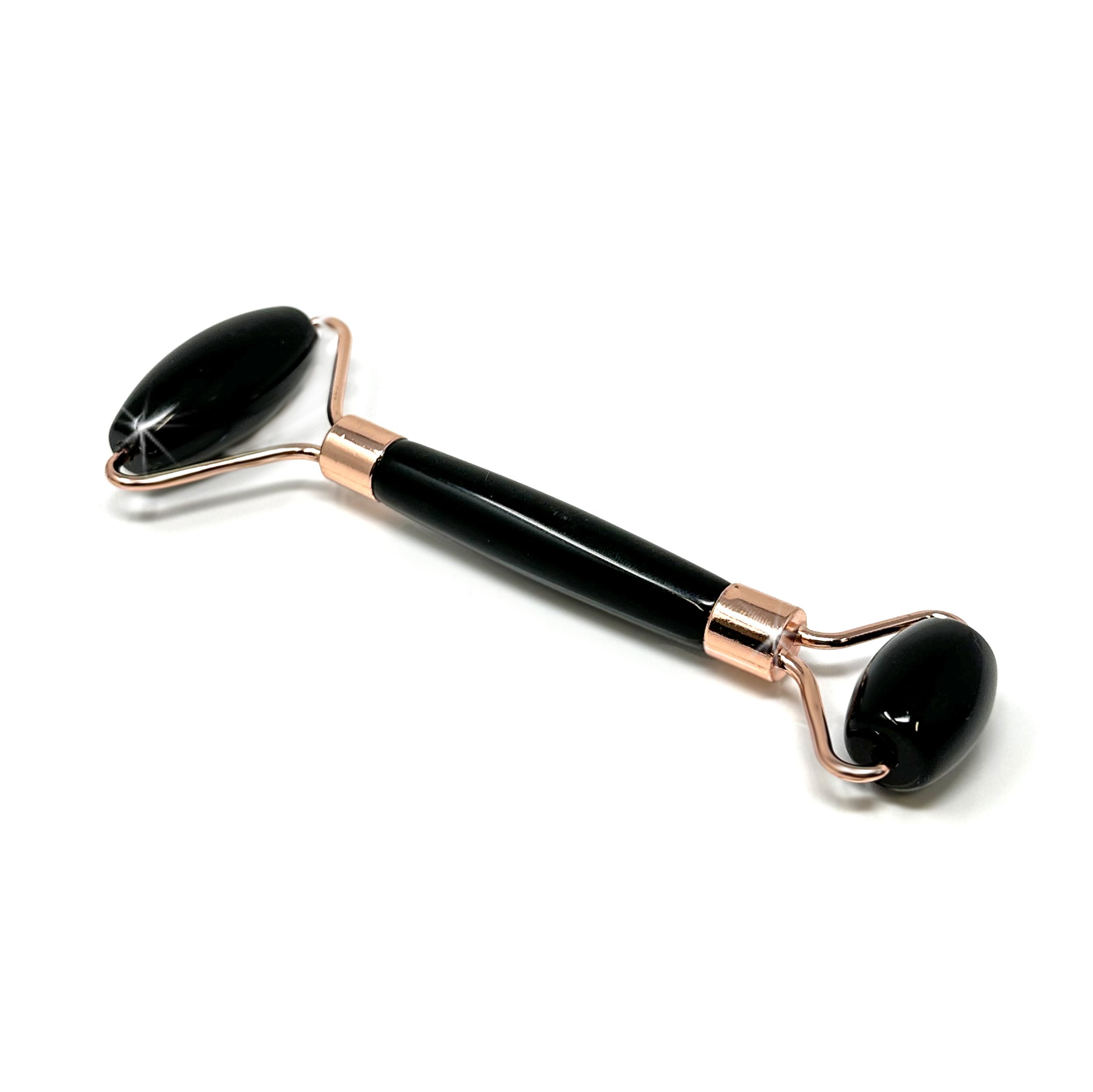 Black Onyx Facial Roller With Rose Gold Hardware