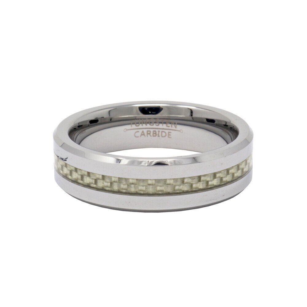 Tungsten Ring Size 6 - 6mm Gray Carbon Fiber Inlay