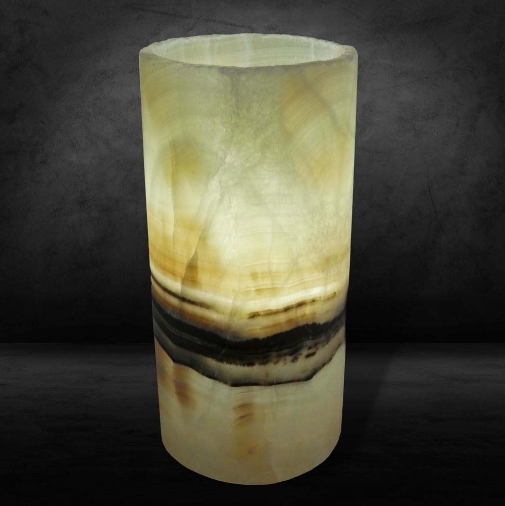Shot of White Cylinder Onyx Luminary