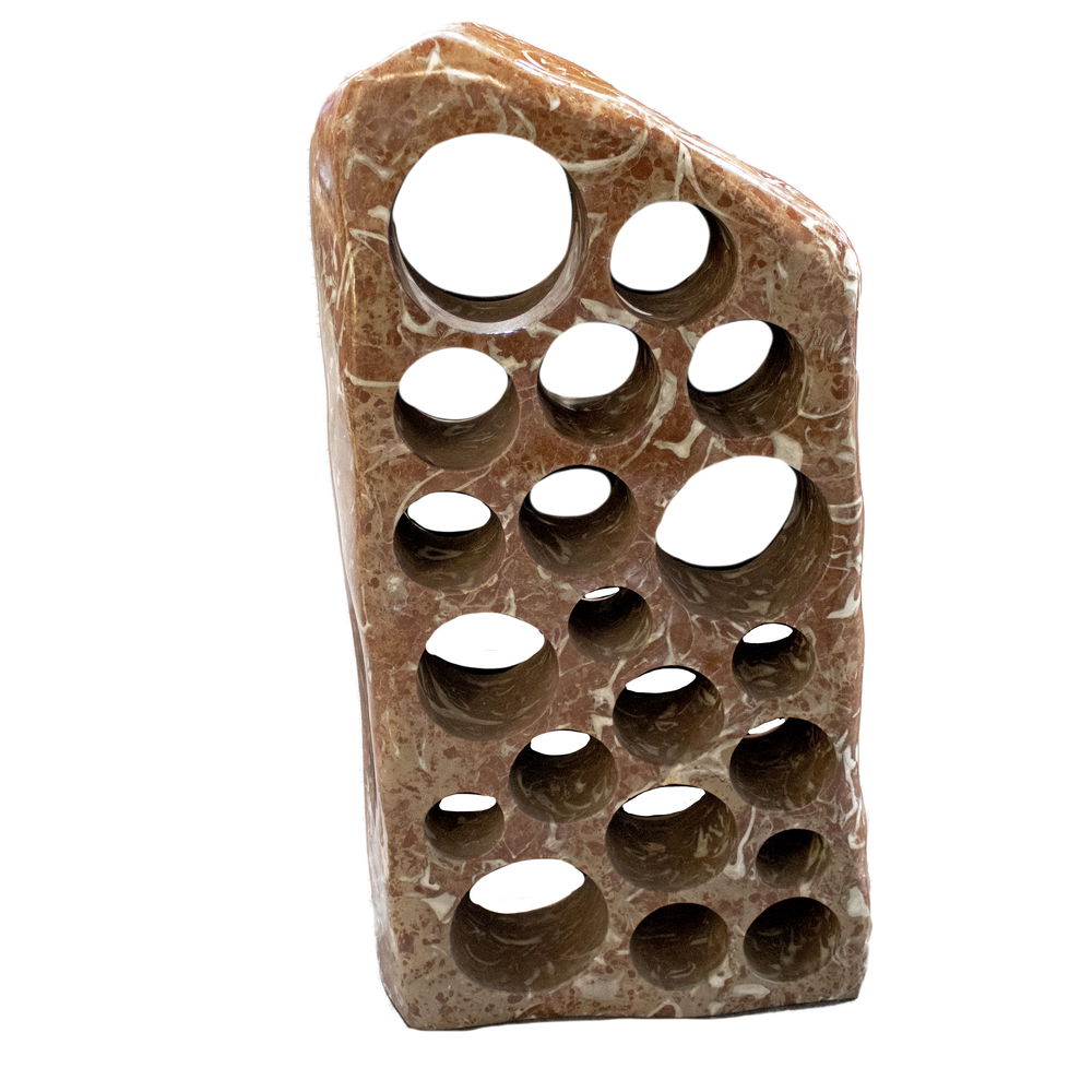 Shot of Red Coral Wine Rack with 20 Holes