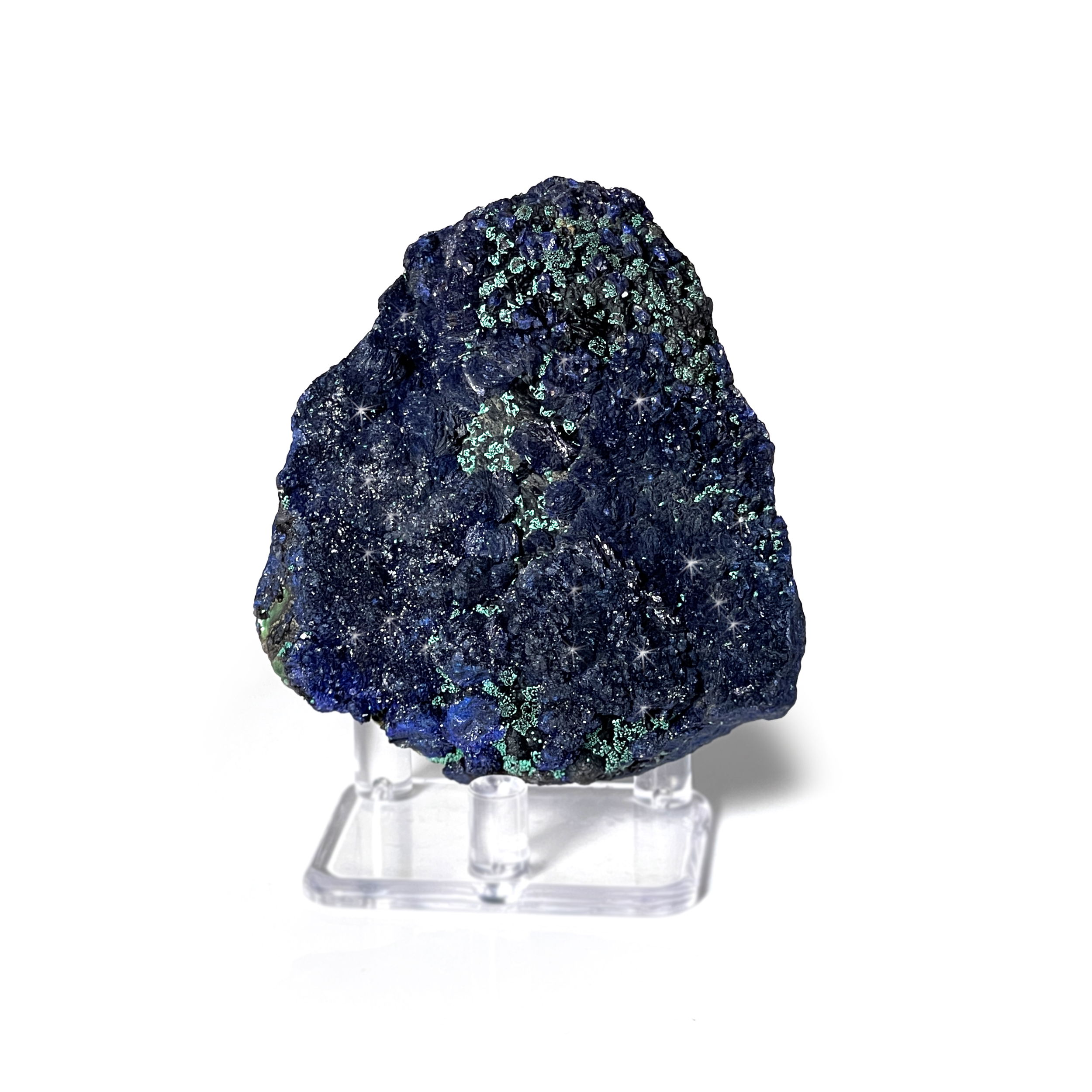 Azurite Malachite Druze Specimen on Acrylic Stand