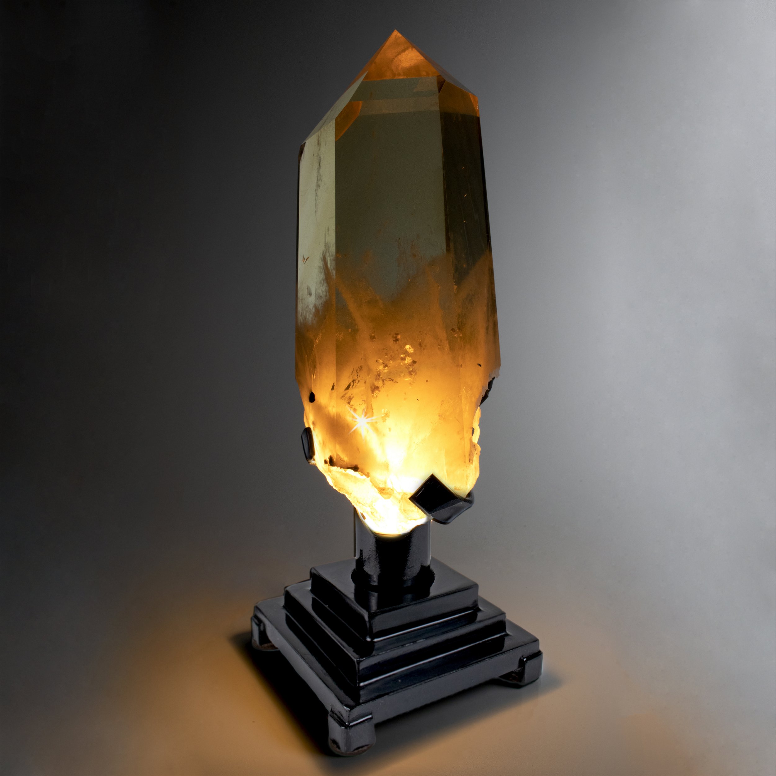 Citrine Point On Fittel Lighted Rotating Stand From Brazil
