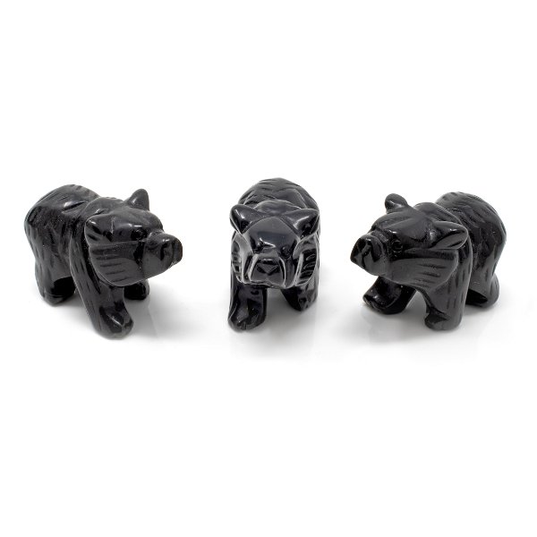 Closeup photo of Black Obsidian Bear Carving - Sold in Singles