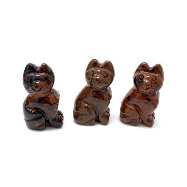 Closeup photo of Mahogany Obsidian Cat Carving -Singles