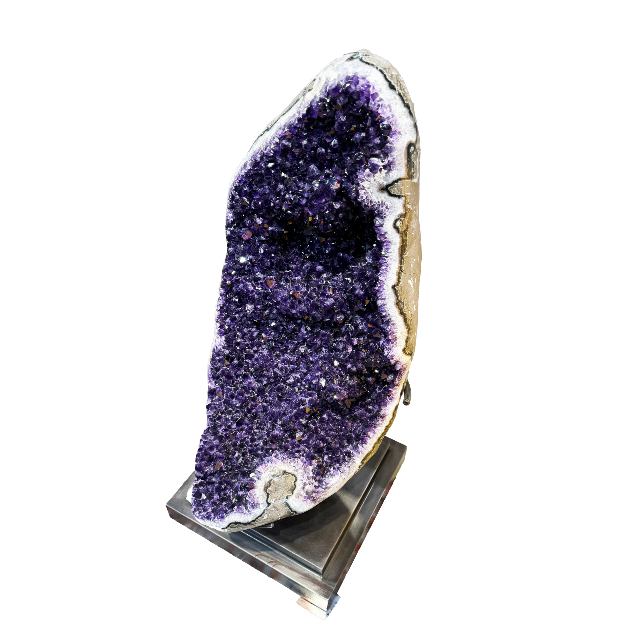 Gem Quality Amethyst Geode On Custom Stand - "Scoop"