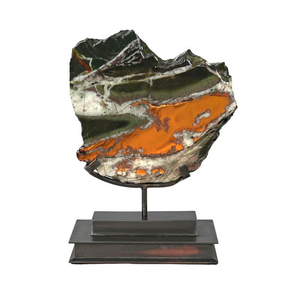 Closeup photo of Michigan Vein Copper Slice With Custom Stand