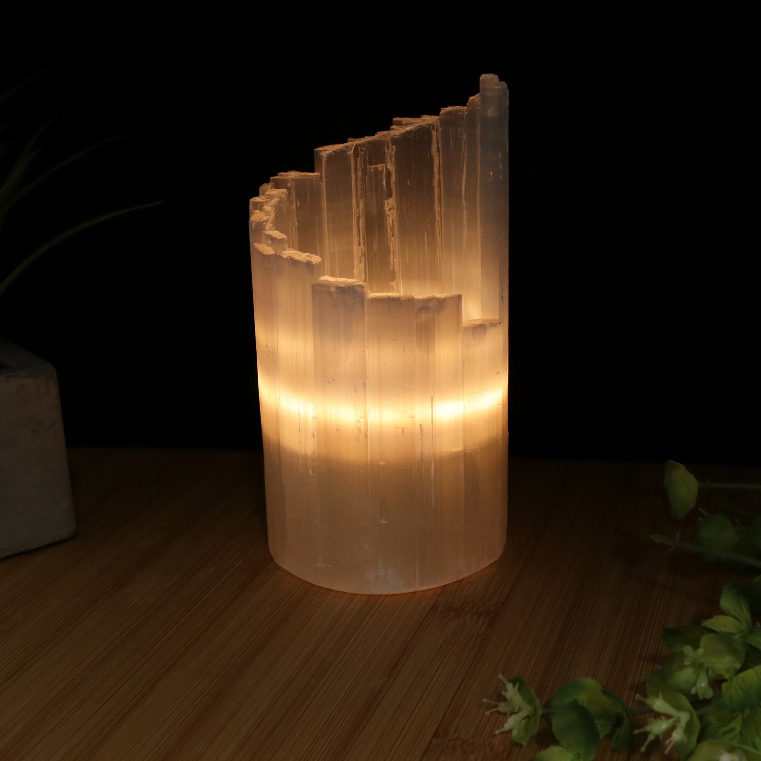 Selenite Candle Holder - Spiral Bars from Morocco