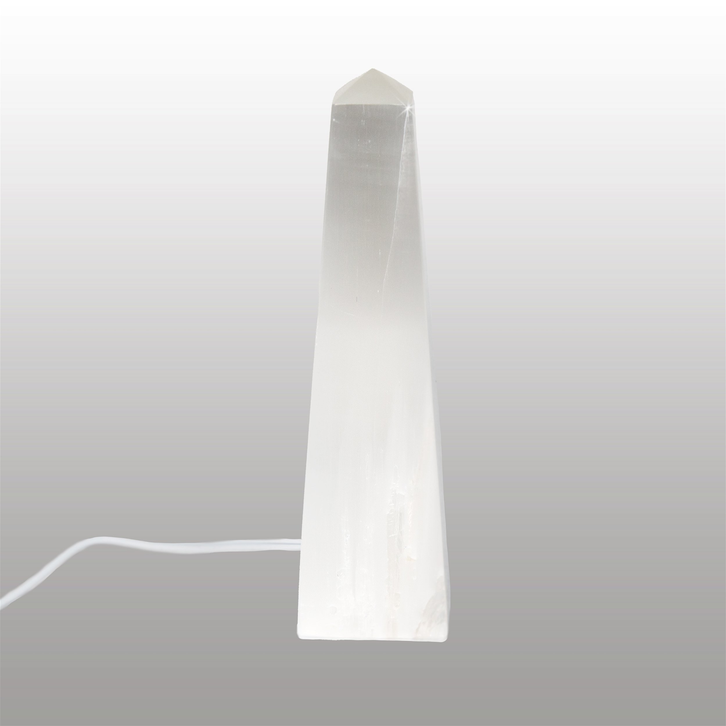 Selenite Obelisk Luminary from Morocco