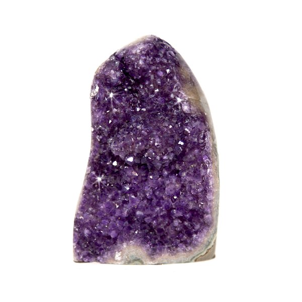 Closeup photo of Amethyst Druzy Geode With Cutbase - Pear Shaped With Deep Purple Color