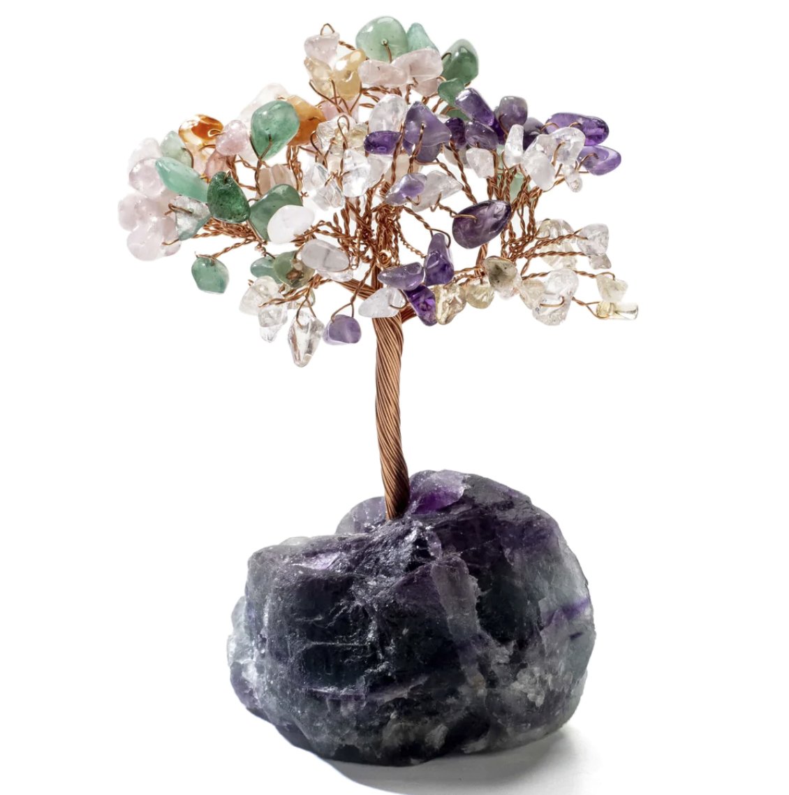 Mix Gemstone Beaded Tree On Fluorite Base