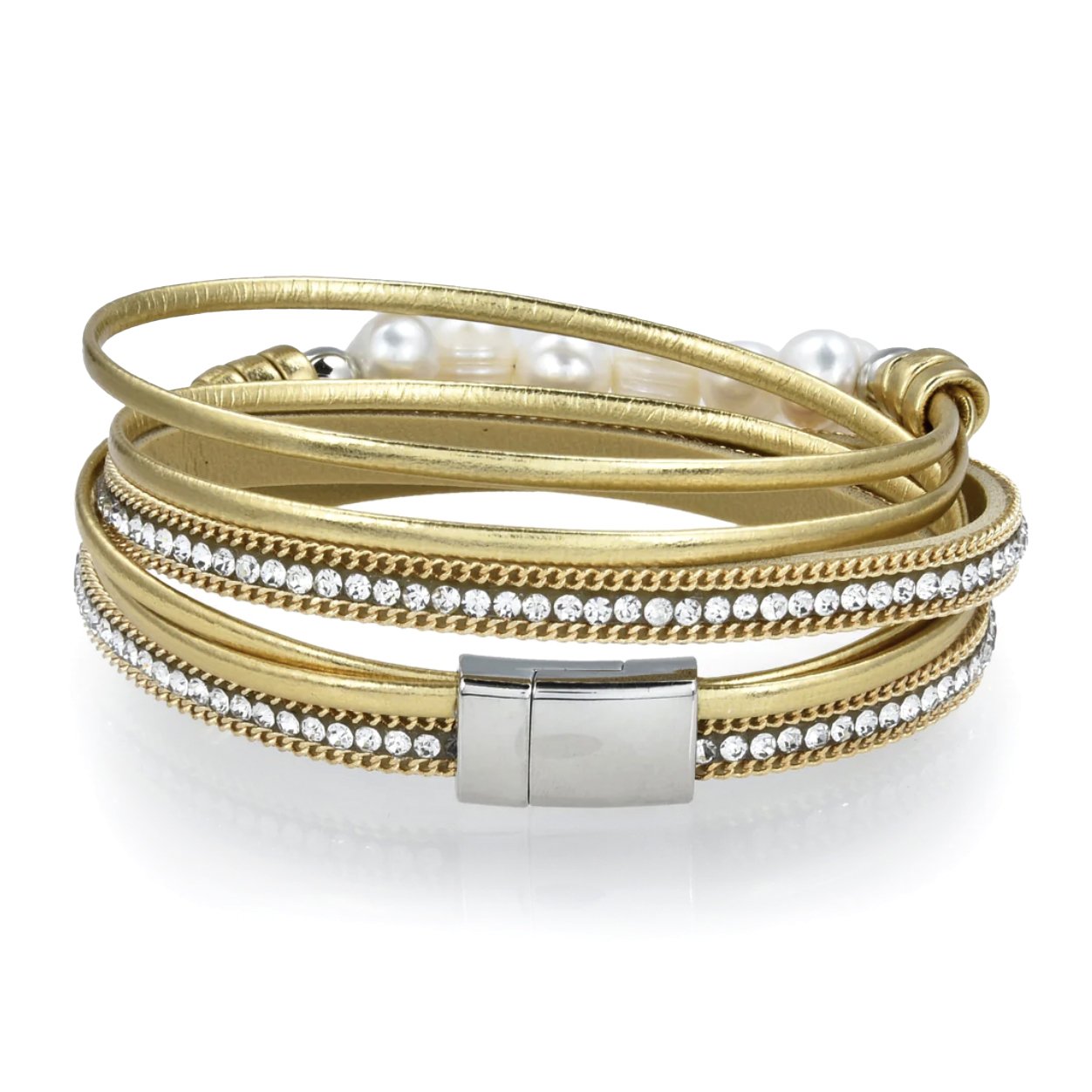 Double Wrap Pearl Bracelet - Gold