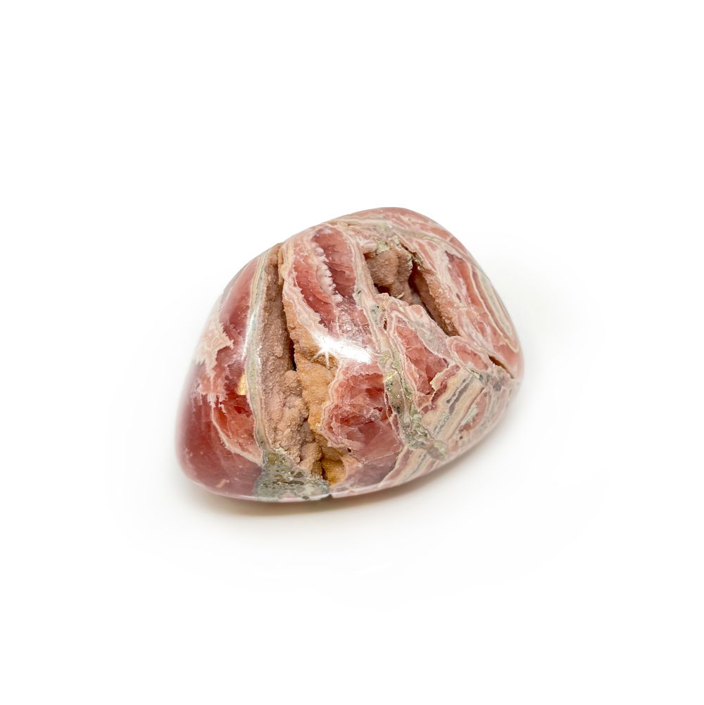 Shot of Rhodochrosite Palm Therapy Stone