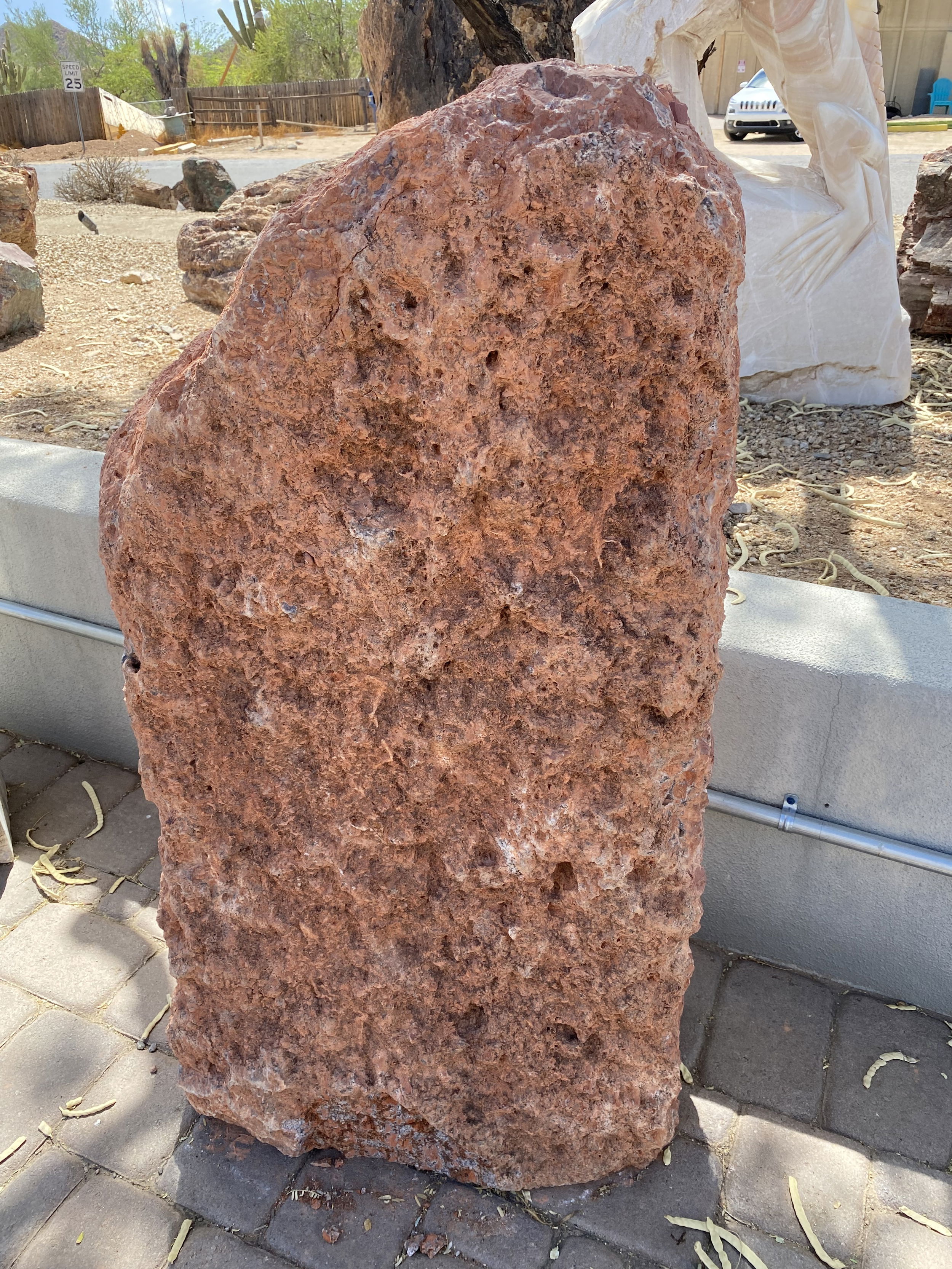 Red Travertine Fountain With Single Side Cut