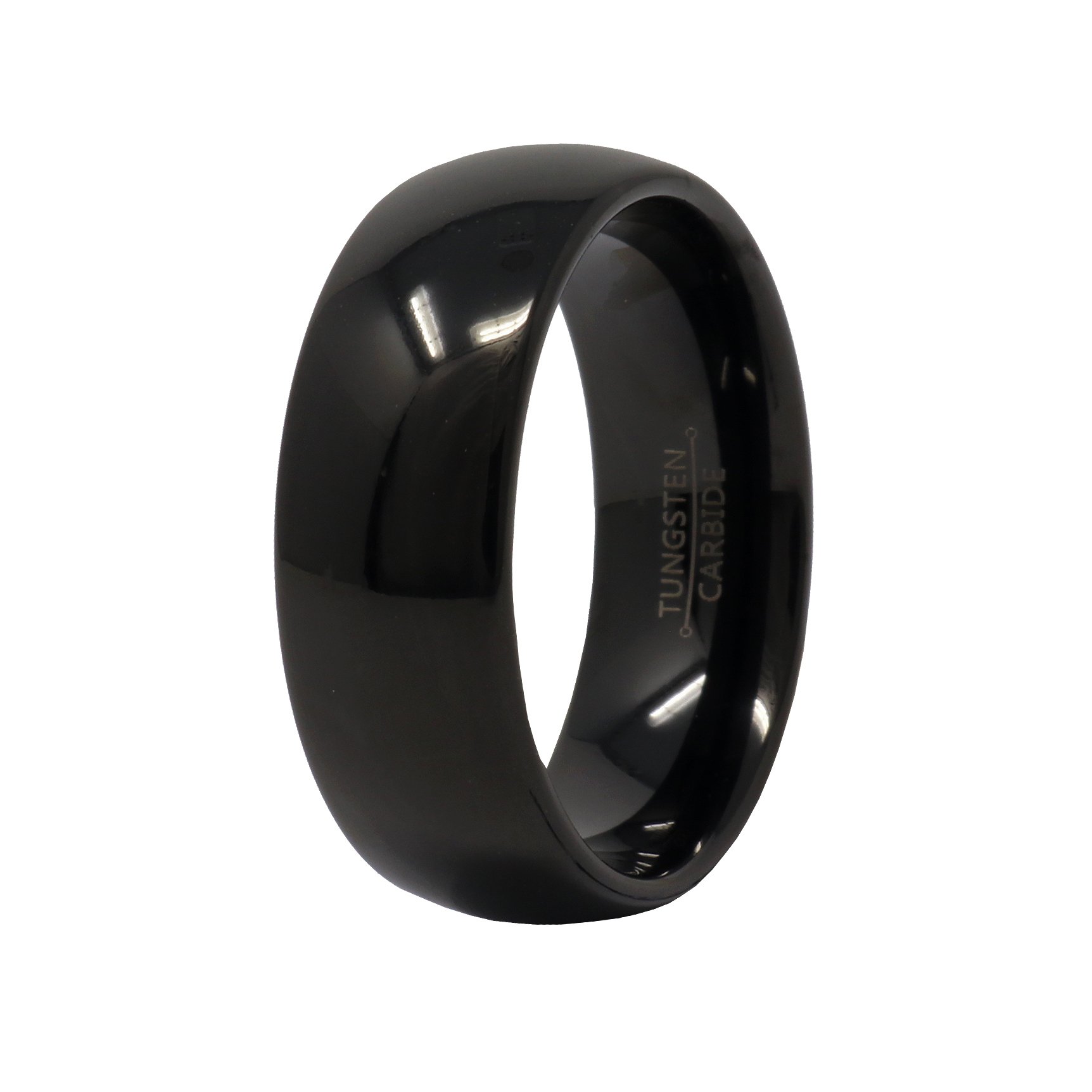 Tungsten Ring Size 12 - 8mm Black High Polish Domed