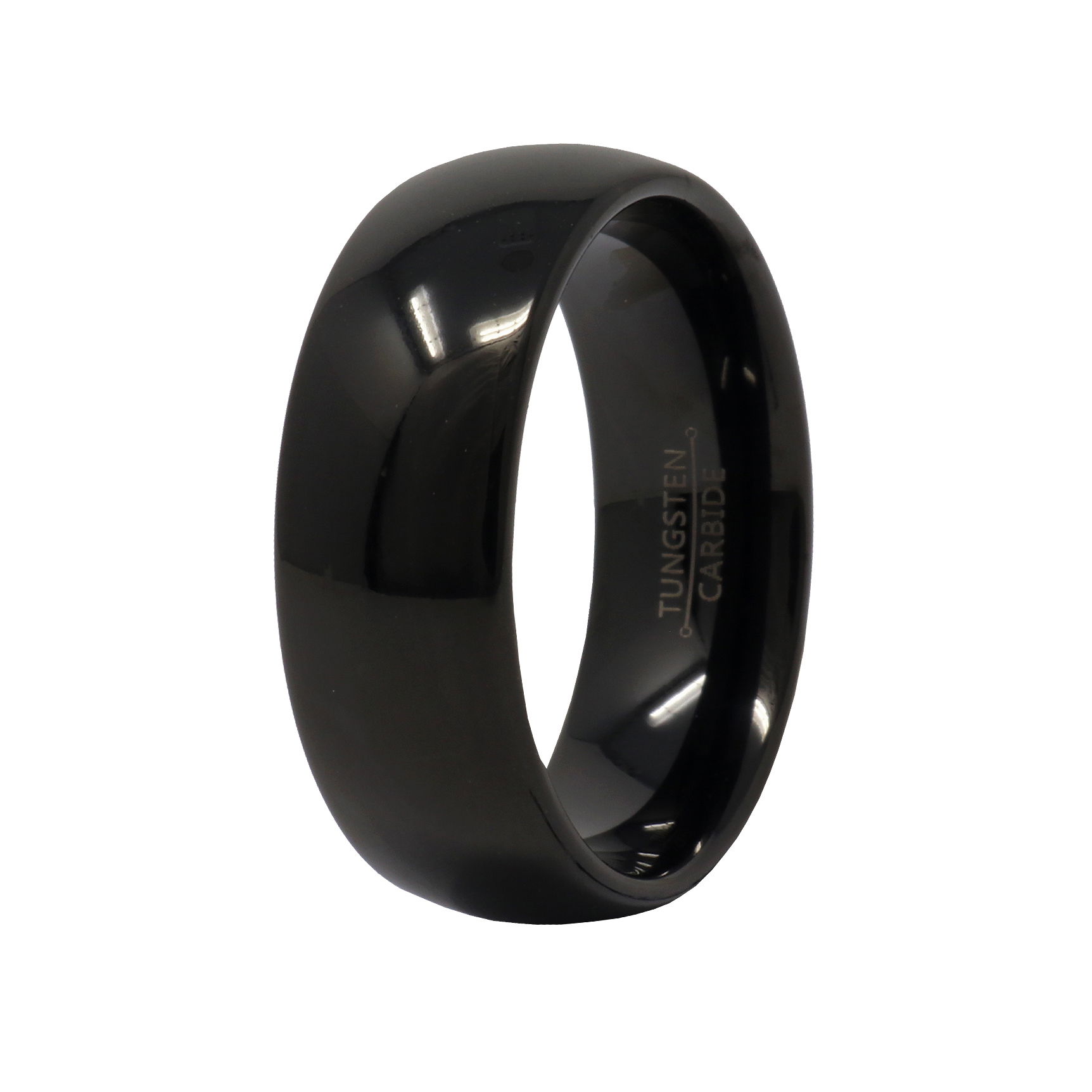 Tungsten Ring Size 8.5 - 8mm Black High Polish Domed