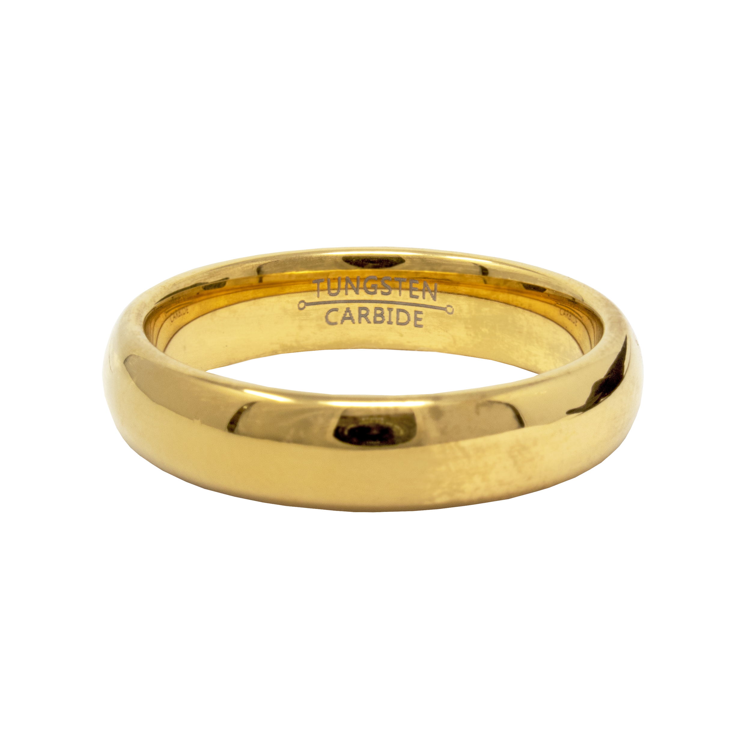 Introducing our timeless Tungsten Ring, the perfect accessory for any occasion. With a 5mm gold plated domed surface, this ring makes a statement. Constructed from tungsten carbide, it is durable and long-lasting, ensuring it remains in pristine condition. Available in size 10, it makes for a great gift. Tungsten Ring Size 10 - 5mm Gold Plated Domed