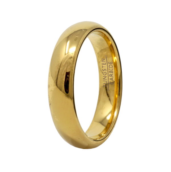 Closeup photo of Tungsten Ring Size 12.5 - 5mm Gold Plated Domed