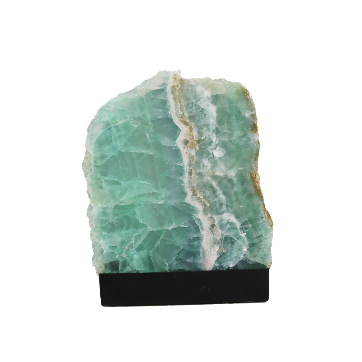 Rainbow Fluorite Slice In Custom Table Luminary - Mexico Origin