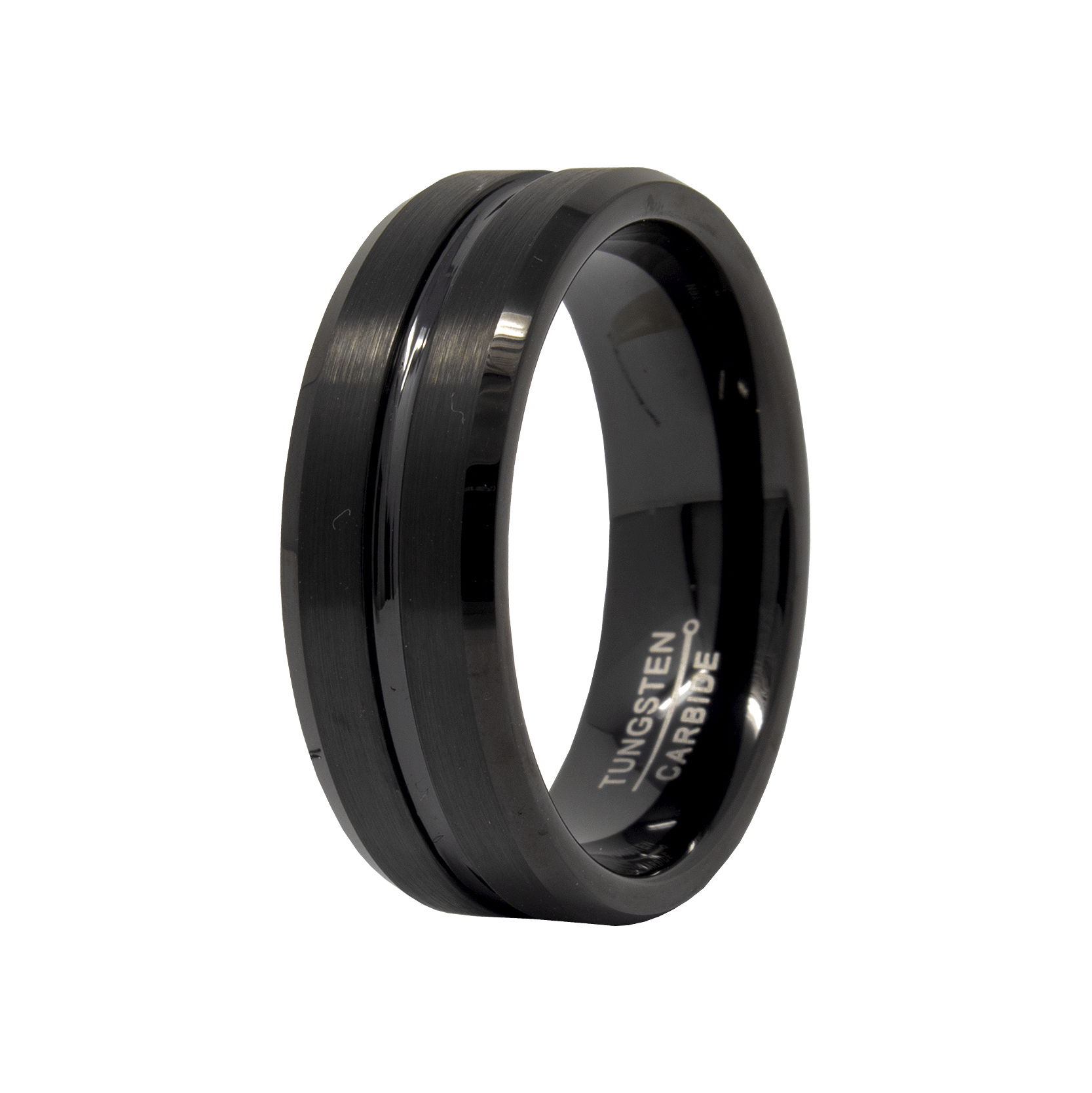 Tungsten Ring Size 12 Black with Center Groove