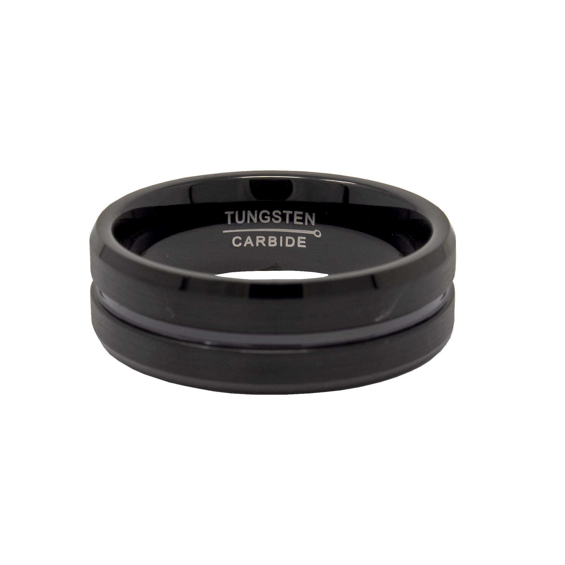 Tungsten Ring Size 15 Black With Center Groove