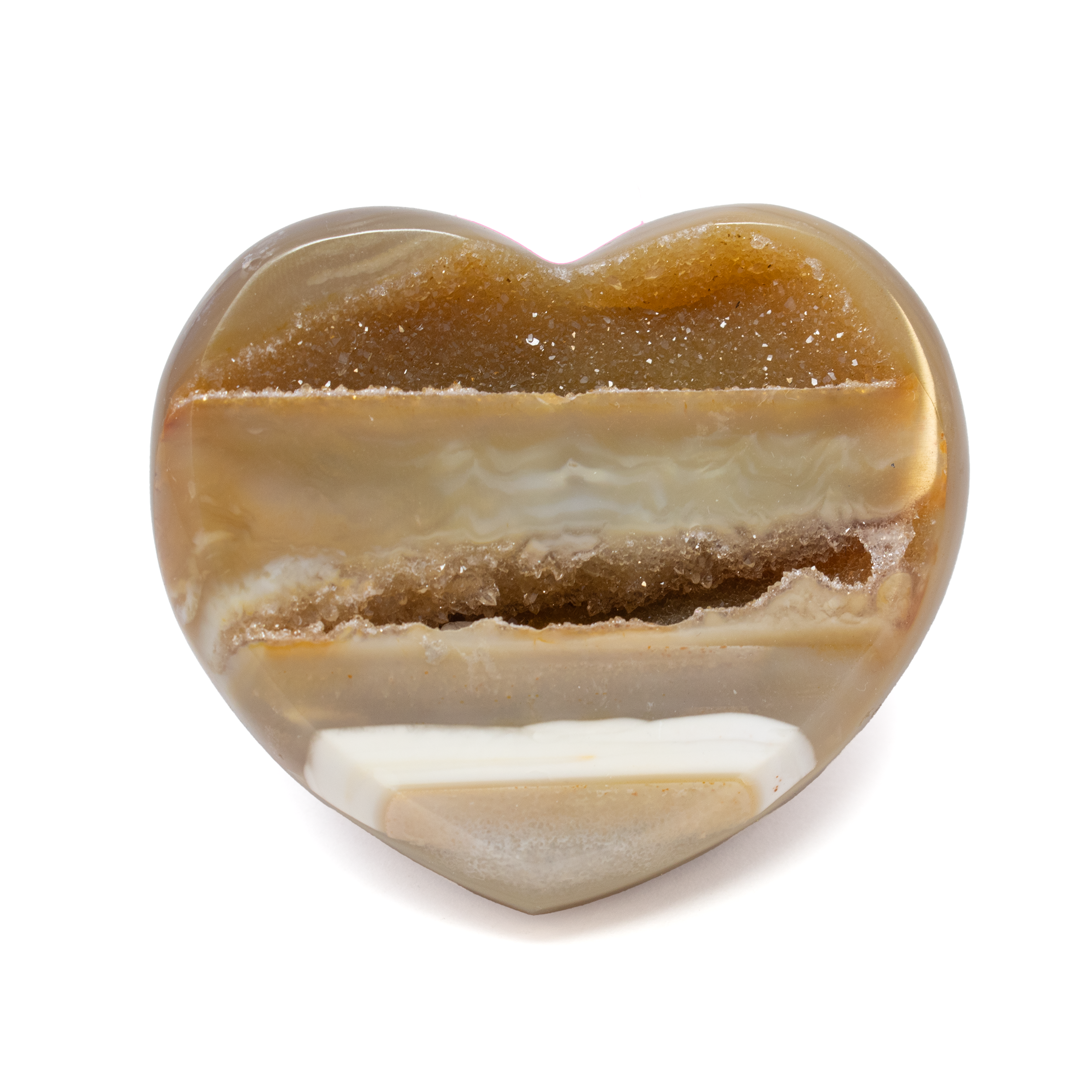 Agate Druze Heart on Lucite Stand