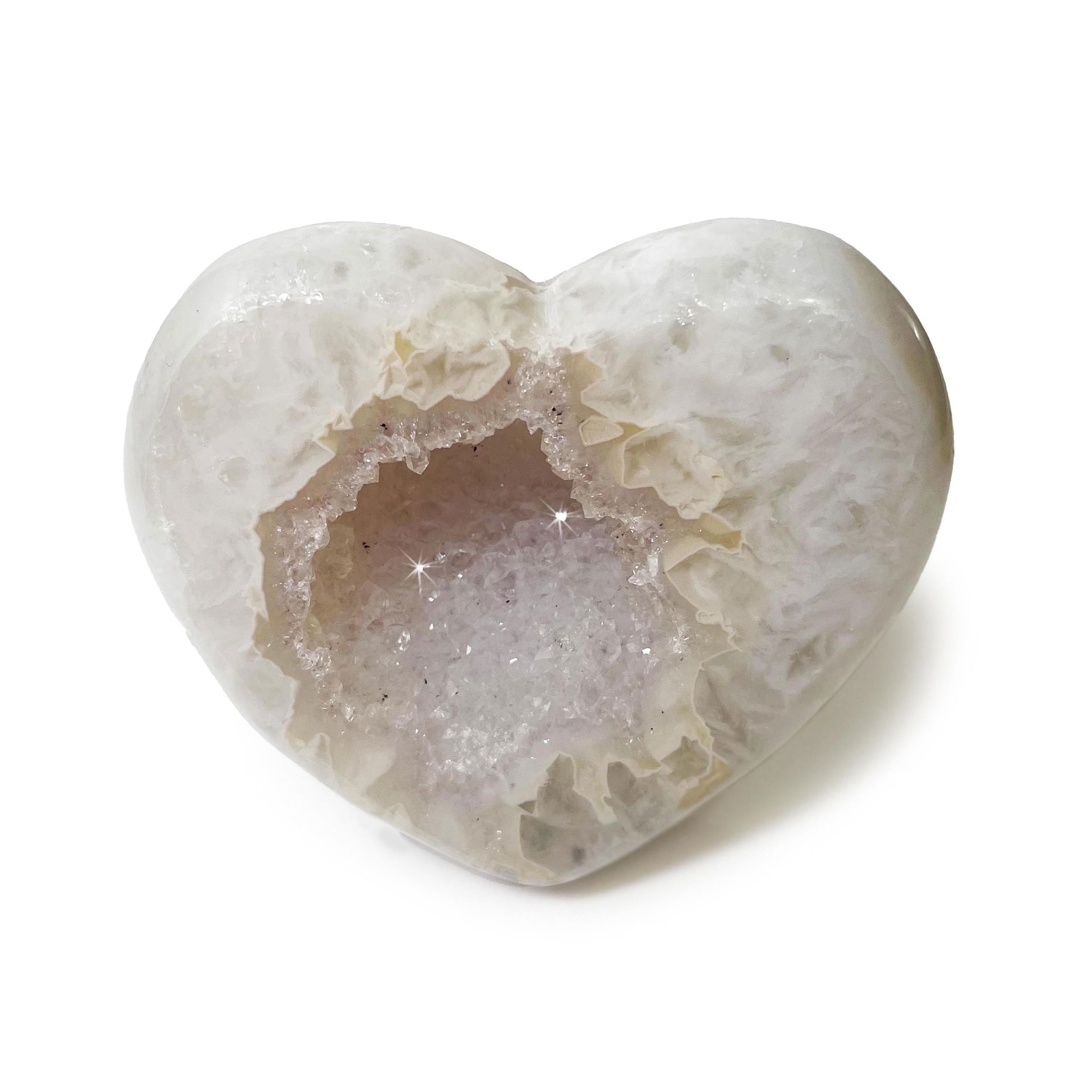 Agate Druze Heart on Lucite Stand